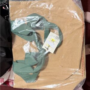 Target Tan Tote with Green Accents